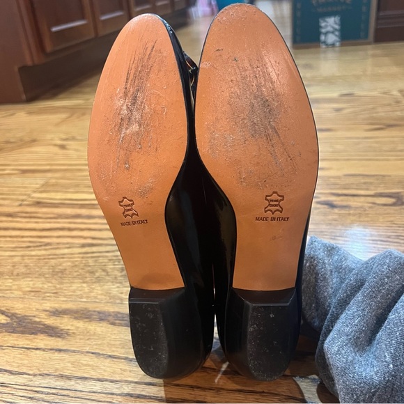 Salvatore Ferragamo Black Patent Leather Pumps Sz 8AA Bow Kitten Heel Luxury - Picture 9 of 11